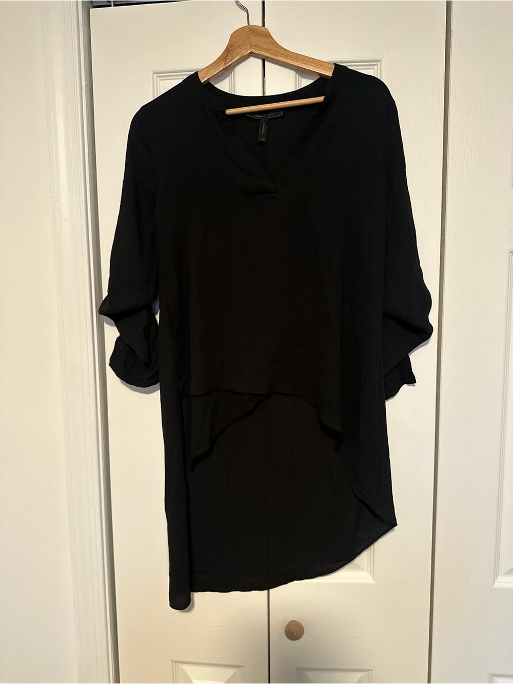 Black V-Neck Tunic Top - Women's